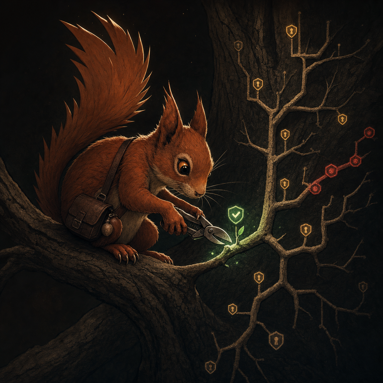 Ratatoskr marks one safe twig while leaving the rest of the filesystem tree untouched.